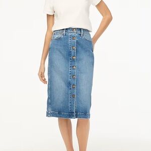 JCREW Denim Button-Front Midi Skirt